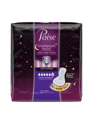 Poise Overnight Pads Ultimate Absorbency Extra Coverage No Wings Case/44