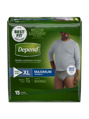 Depend Fit-Flex Underwear for Men Maximum Absorbency X-Large Pkg/15