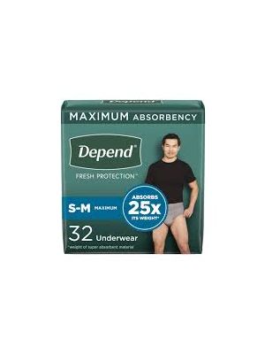 Depend Underwear for Men Maximum Absorbency Small/Medium Case/64