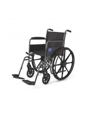K1 Basic Wheelchair with Permanent Full-Length Arms and Swing-Away Footrests 300 lb. Weight Capacity 18