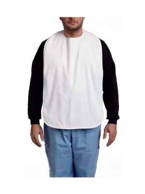 Terry Cloth Bib with Velcro White