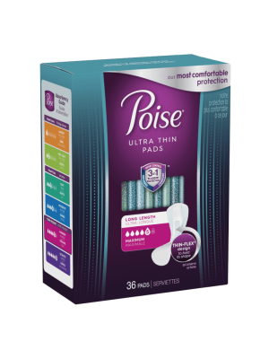 Poise Ultra Thin Pads Long Maximum Absorbency Case/72
