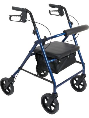 ProBasics Deluxe Aluminum Rollator with 8-inch Wheels Blue Finish 300 lb Weight Capacity