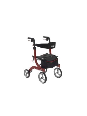 Nitro Euro Style Rollator Walker Height Adjustable Removable Back Support Seat and Lever Locks Red