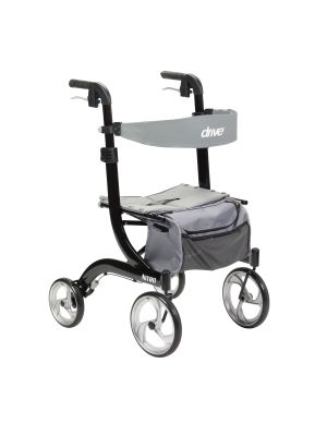 Nitro Euro Style Rollator Walker Height Adjustable Removable Back Support Seat and Lever Locks Black
