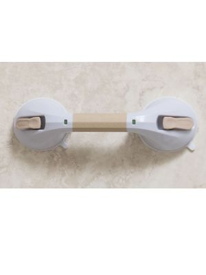 Suction Cup Grab Bar White and Beige 12