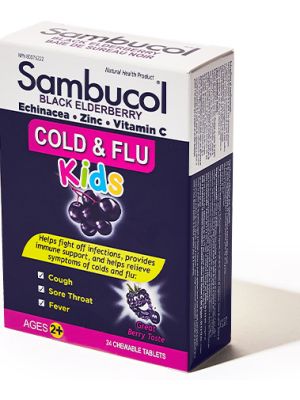 Sambucol Black Elderberry Cold & Flu Kids Tablets Chewable Box/24