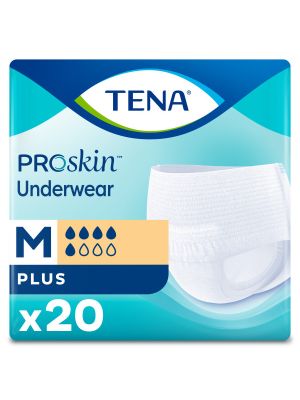 Tena 72632 ProSkin Plus Protective Underwear Medium Unisex Plus Absorbency White Bag/20