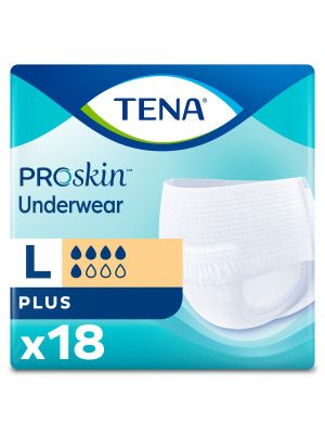 Tena 72633 ProSkin Plus Protective Underwear Large Unisex Plus Absorbency White Bag/18
