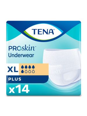 Tena 72634 ProSkin Plus Protective Underwear X-Large Unisex Plus Absorbency White Bag/14