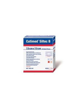 Cutimed Siltec B 7328400 White Foam Dressing with Silicone Adhesive Border Sterile 7.5 cm x 7.5 cm Box/10