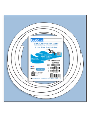 Urocare 600825 White-Rubber Drainage Tubing 0.25