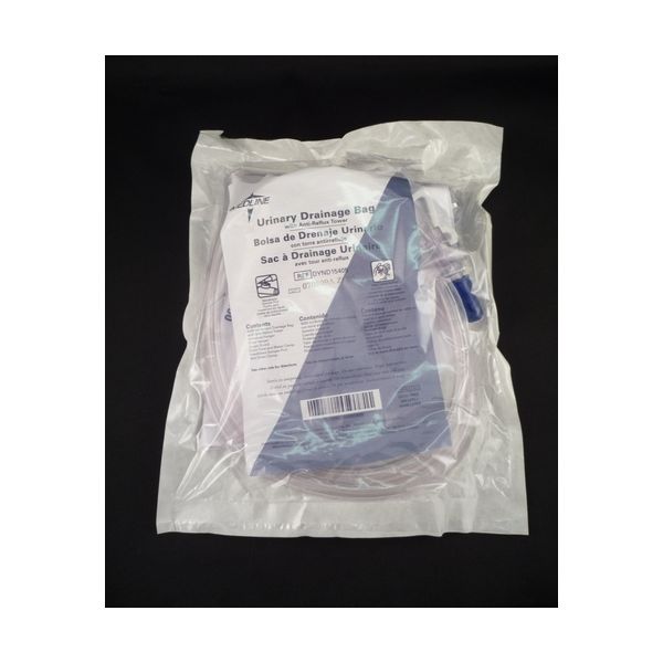 Urinary Drainage Bag w/ Anti Reflux Device & Metal Clamp