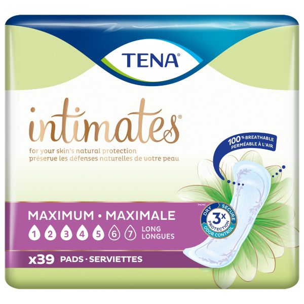 Tena 54295 Intimates Maximum Protection Long Incontinence Pads Case/117