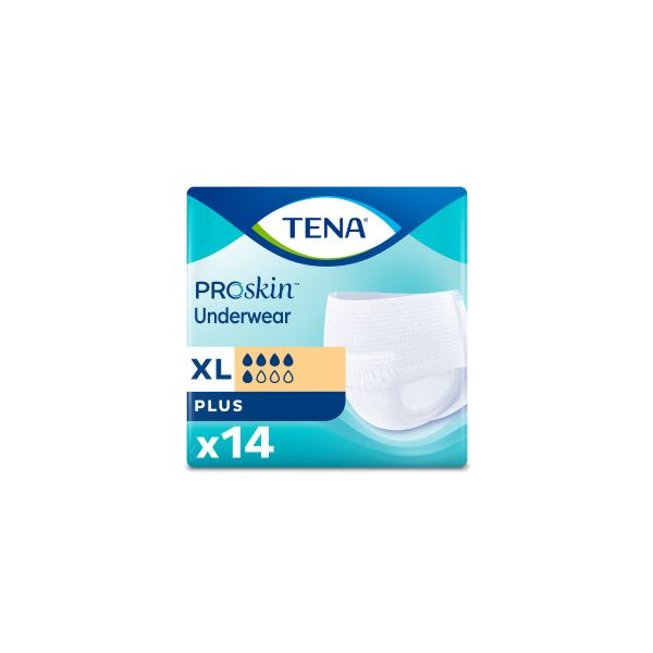 Tena 72634 ProSkin Plus Protective Underwear X-Large Unisex Plus Absorbency  White Bag/14