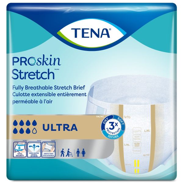 Tena 61390 2XL Stretch Briefs, Ultra Absorbency 64/case by Tena :  : Health & Personal Care