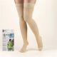 20-30mmHg Thigh High Silicone Lace Stay-up Top Closed Toe Beige