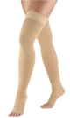 Truform Thigh High Dot Top Open Toe Stockings Unisex Beige 20-30 mmHg