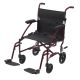 Fly-Lite Aluminum Transport Chair Burgundy Frame with Black Upholstery