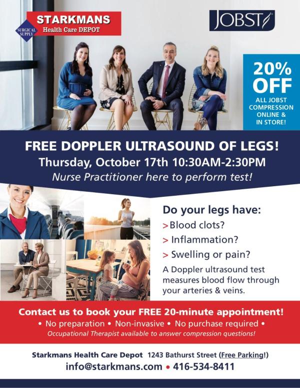 Free Doppler Ultrasound of Legs October 17 & All Jobst 20% OFF!