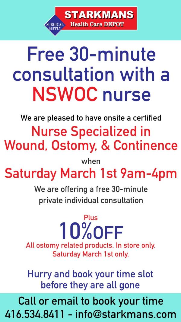 ✅ Ostomy Nurse Here for 1 Day! Book Your FREE 30-Minute Appointment for Saturday March 1st!