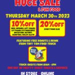 SALE Thursday March 30th with FREE dozen Tiny Tom Donuts & Drink!
